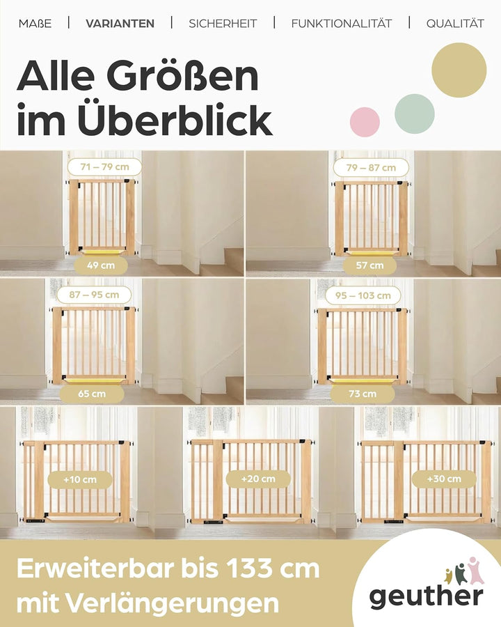 Geuther Easylock Flat Step Treppenschutzgitter ohne Bohren 95-103 cm Breite, Türschutzgitter zum Kle
