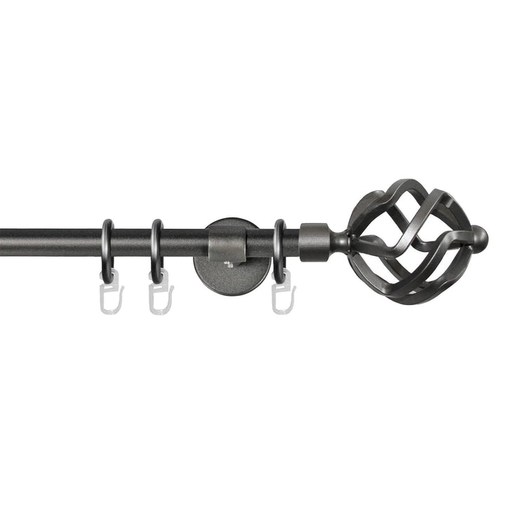 Garesa Gardinenstange Rustika Ø 16mm, 1-läufig, Graphite I Rustikale Vorhangstange aus Metall inkl.