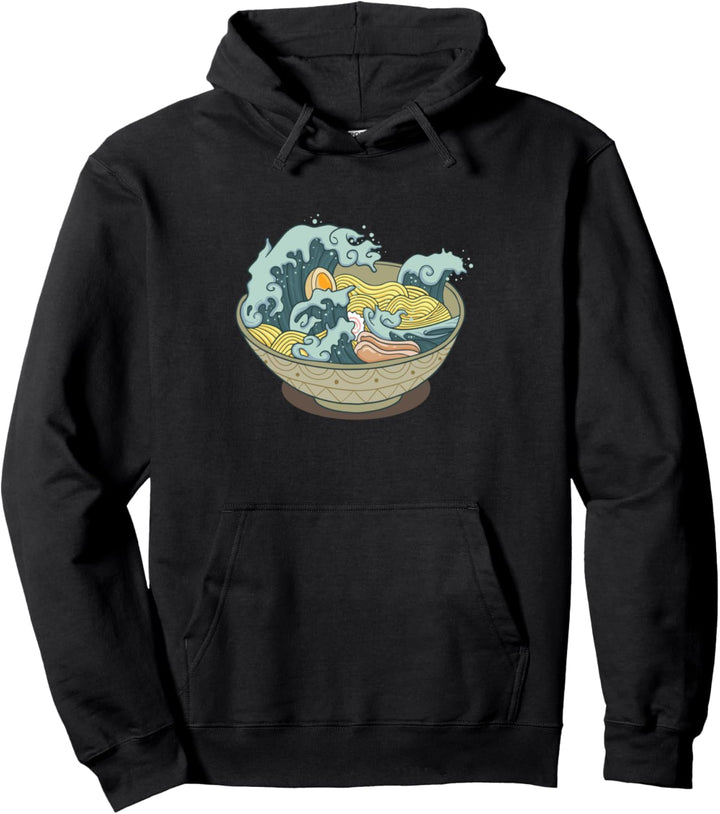 Anime Ramen The Great Wave of Kanagawa - Die Grosse Welle Pullover Hoodie