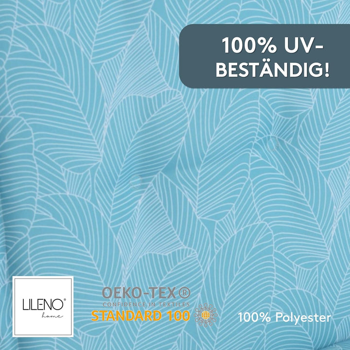 LILENO HOME Gartenstuhl Auflagen als [2er Set - Niedriglehner] in Blätter Aqua - Bequeme Liegen als