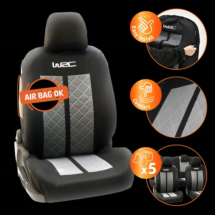 WRC 007588 Autositzbezüge, universal, vorne hinten 2/3-1/3, Racing
