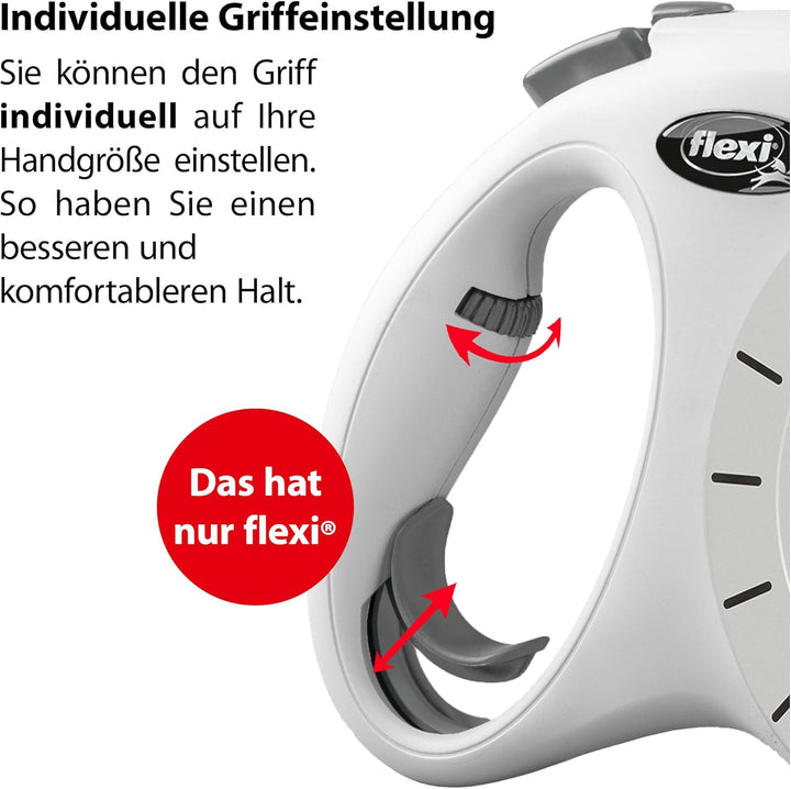 flexi® Select Gurt 7 m hellgrau, zwischen 0-7 m einstellbare Roll-Leine für Hunde bis 25 kg hellgrau