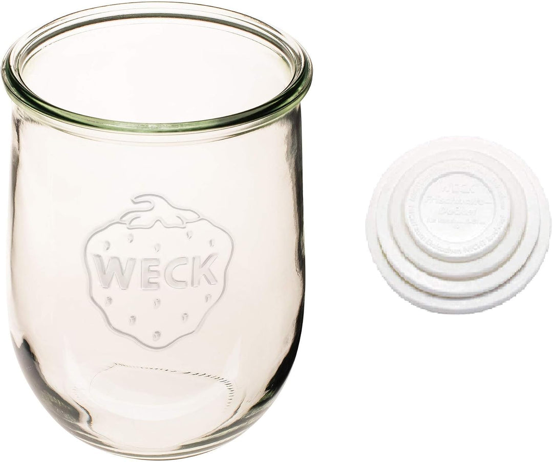 Weck - Grosse Gläser für Sauerteig - Starterglas mit Glasdeckel - Tulpenglas mit breiter Öffnung - W