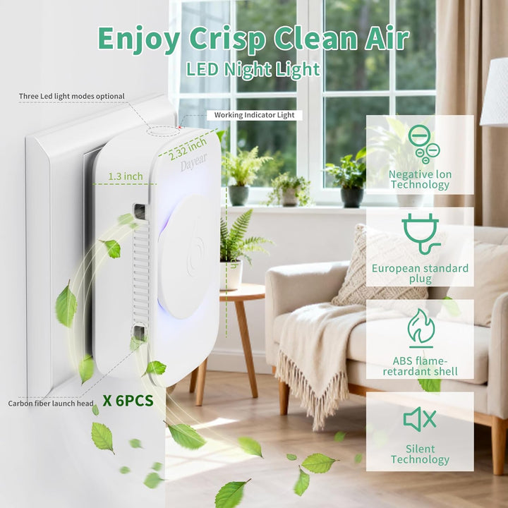 Luftreiniger, Air Purifier IonizerGenerator, Dayear Plug in Negativ Ionen Luftreiniger für Büro, Zim