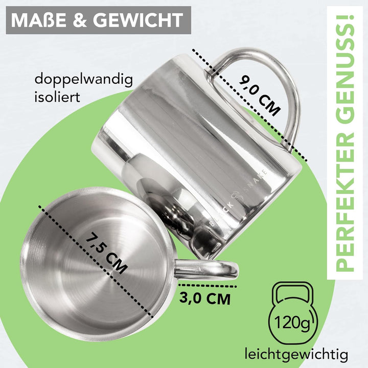 Black Snake® Camping-Thermobecher | Edelstahl-Tasse zum Campen | Outdoor-Thermotasse 300 ml | Set au