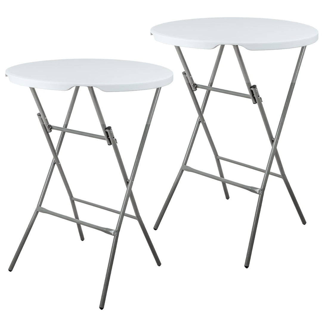 VOSS.garden 2X Stehtische Ø80cm/ 105cm, Hochtisch klappbar, Kunststoff &amp; Stahlgestell