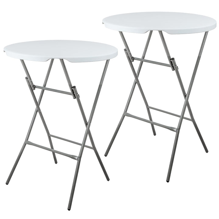 VOSS.garden 2X Stehtische Ø80cm/ 105cm, Hochtisch klappbar, Kunststoff &amp; Stahlgestell