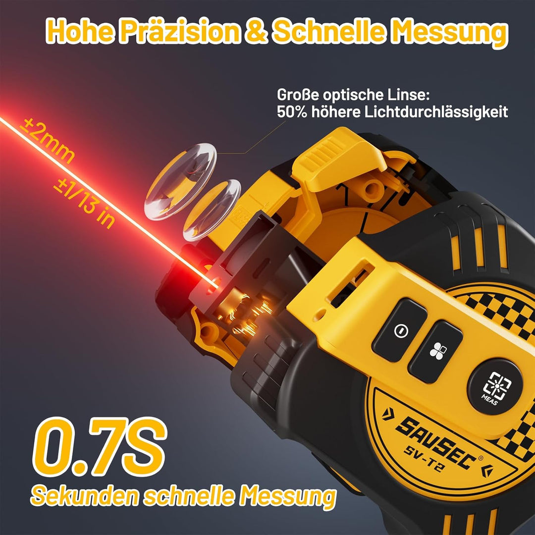 Laser Entfernungsmesser, SAVSEC 2 in 1 80m Laser Massband Digitales Massband mit Laser, Distanzmessg