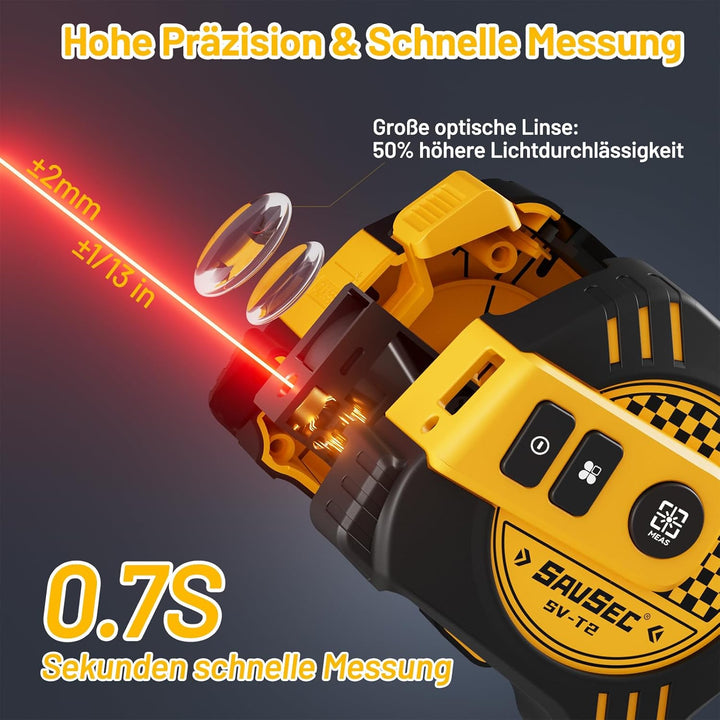 Laser Entfernungsmesser, SAVSEC 2 in 1 80m Laser Massband Digitales Massband mit Laser, Distanzmessg