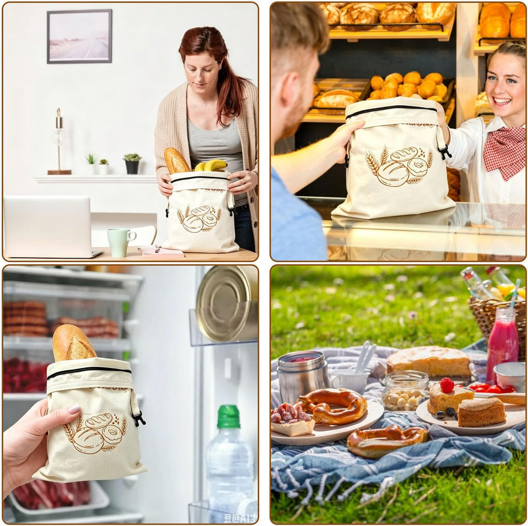 2er Set Bienenwachs Brotbeutel mit Reissverschluss, wiederverwendbar aus Leinen, für Sauerteig &amp; Bac