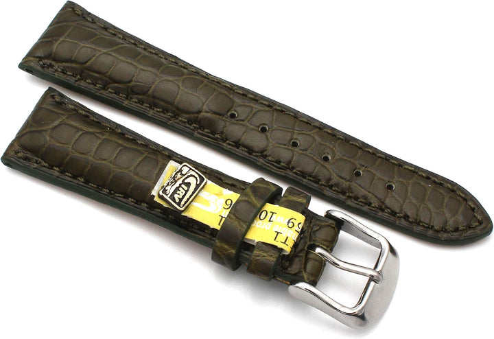 20mm XS Damenlänge Echt Alligator Vintage hangemacht in Deutschland Uhrenarmband Olive