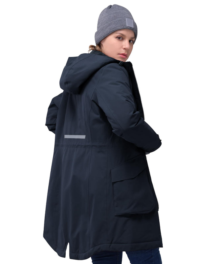 33,000ft Damen Wintermantel Lange Warme Winterjacke Parka Regenjacke Verdickene Funktionsjacke Mit K