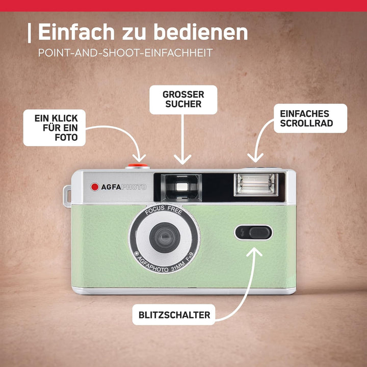 AgfaPhoto analoge 35mm Kleinbildfilm Foto Kamera rot Single rot, Single rot