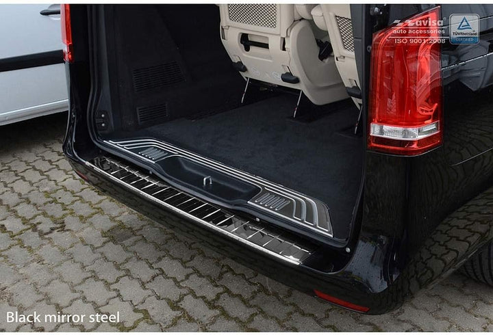 Spiegelschwarz Edelstahl Heckstossstangenschutz kompatibel mit Mercedes Vito / V-Klasse 2014-2019 &amp;