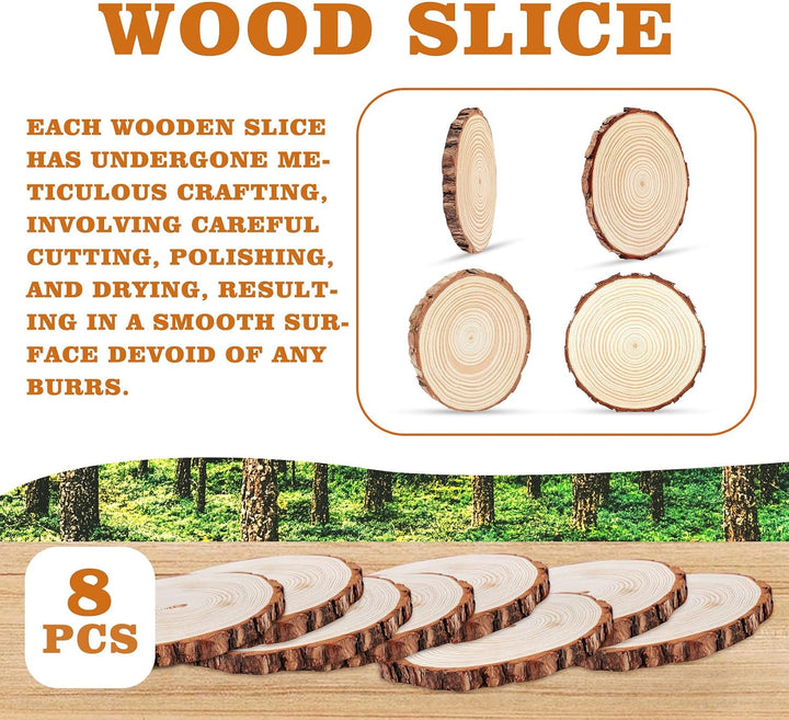 16er Set Holzscheiben 20 cm Durchmesser, Baumscheiben Naturholz mit Rinde, 15 mm Dick, Runde Holzsch
