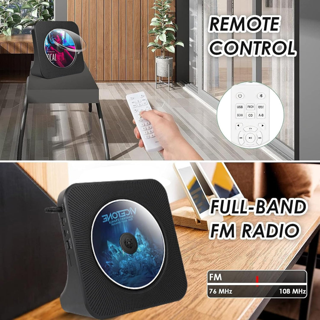 Desktop-CD-Player mit Bluetooth-Sender, tragbarer CD-Player mit Lautsprechern &amp; Timer, Radio-CD-Play