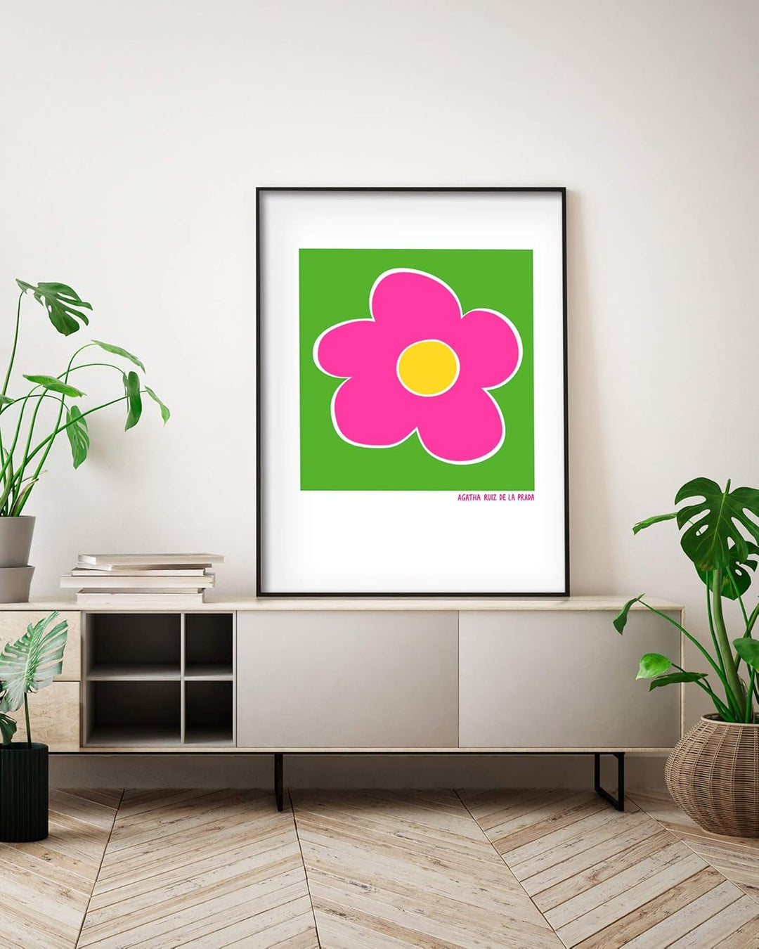 Panorama Agatha Ruiz de la Prada Acrylglas Gerahmt Blumengrüner Hintergrund 50x70cm - Gedruckt auf 3