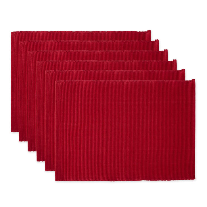 DII Basic Everyday Gerippte Tischset 100% Baumwolle Tischset 13x19 Kardinalrot 6-teilig Rot (Cardina
