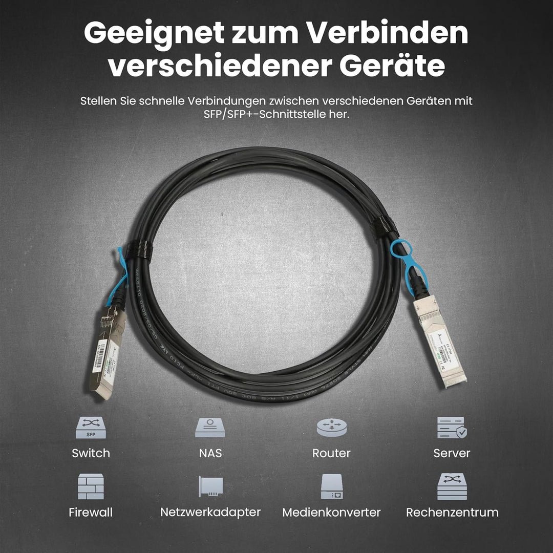 EXTRALINK DAC SFP28 Kabel 3m – Passives Twinax Kabel 25Gbit, SFP28 zu SFP28, MSA kompatibel, für Ubi
