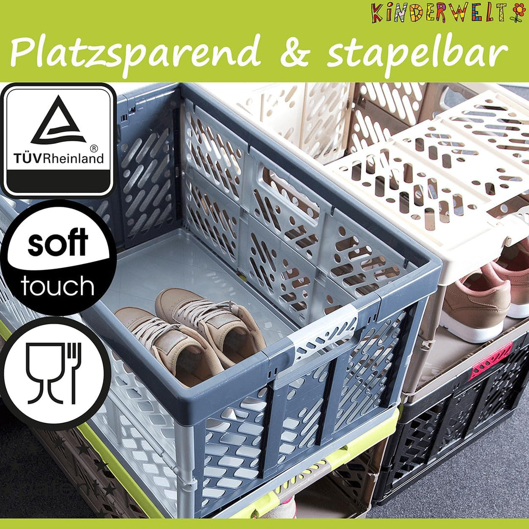 KiNDERWELT 4 x Stabile Profi-Klappboxen blau mit Soft-Touch Griffen 4er Set Blau, 4er Set Blau