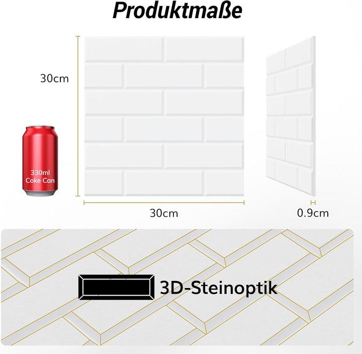 TONOR Ziegeltyp Akustikpaneele selbstklebend, 18 St.30x30x0,9cm Schalldämmung Schallschutzplatten, W