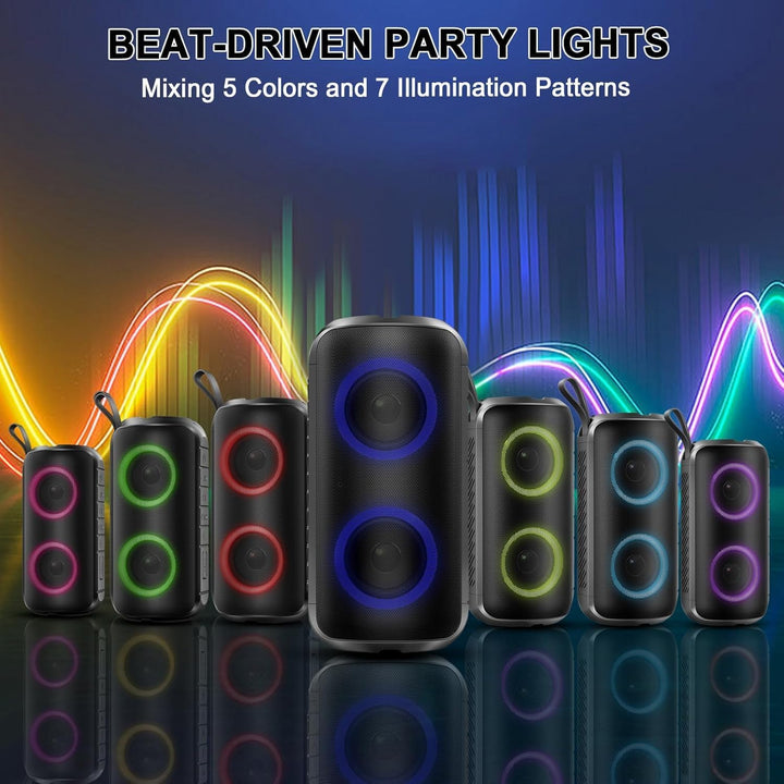 Bluetooth Lautsprecher mit Licht, RGB Blue tooth 5.3 Musikbox Tragbarer Bluetooth Box mit 20W Spitze