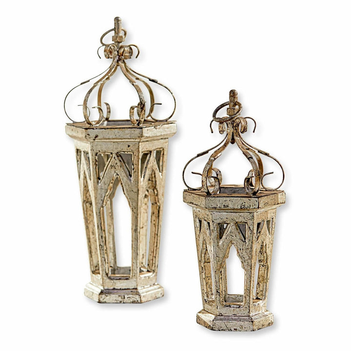 Loberon® Deko-Objekt 2er Set Morvant, Laternen-Duo, Antiksilber-Finish, Weihnachtsdekoration, Weihna