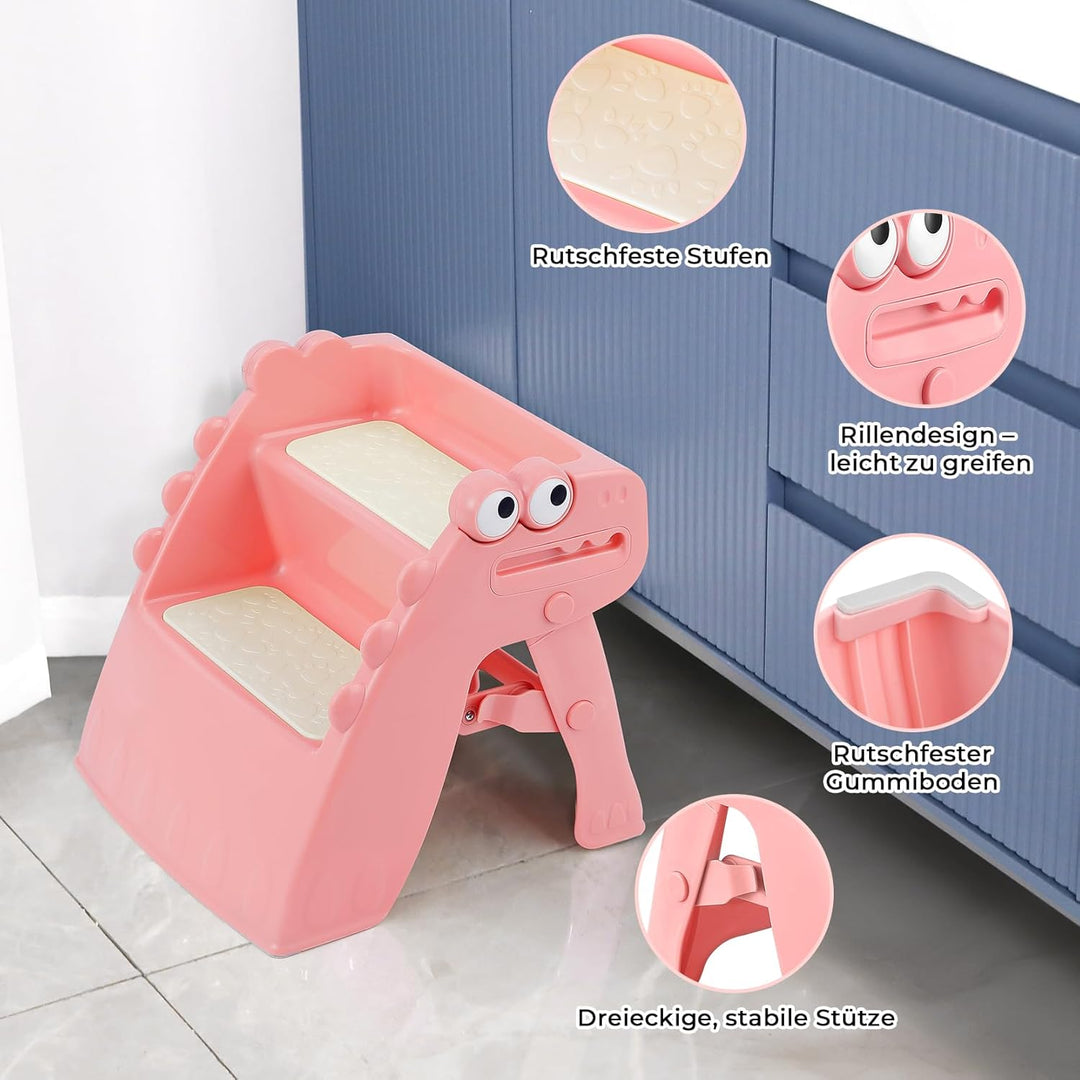 Tritthocker Kinder, Hocker Kinder Klappbar Tritthocker 2 Stufen, Rutschfester Hocker Kinder Bad Anti