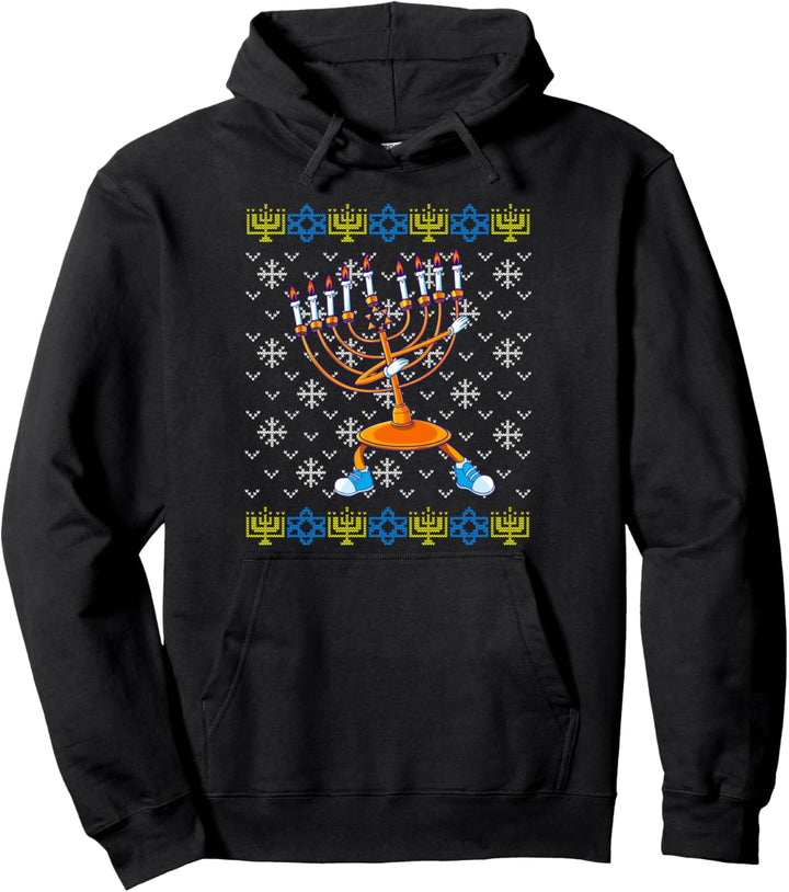 Dabbing Menorah Hässliche Chanukka Pullover Weihnachten Pullover Hoodie