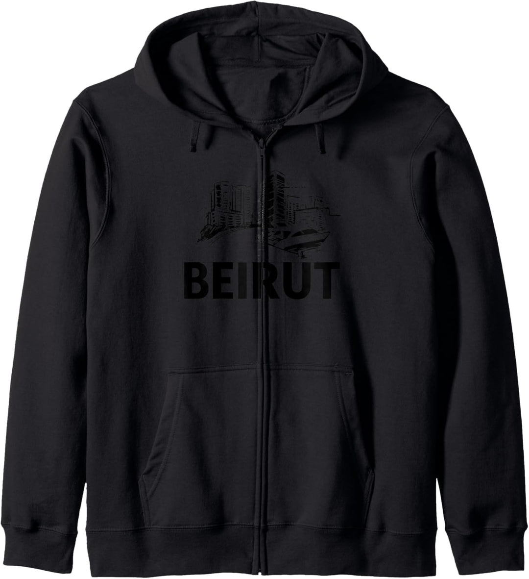 Beirut Libanon City Skyline Silhouette Outline Sketch Kapuzenjacke