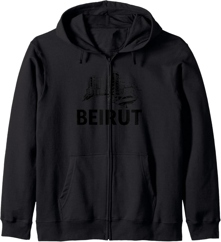 Beirut Libanon City Skyline Silhouette Outline Sketch Kapuzenjacke