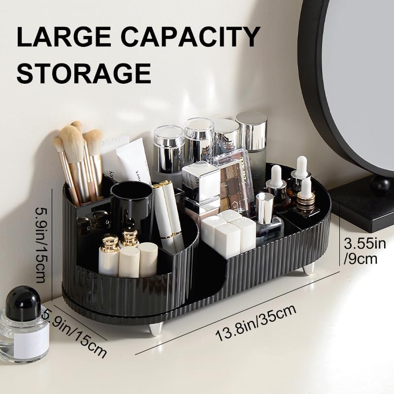 Make up Organizer 360° Drehbar, Grosser Bad Kosmetik Organizer mit Aufbewahrungsbox für Schminktisch