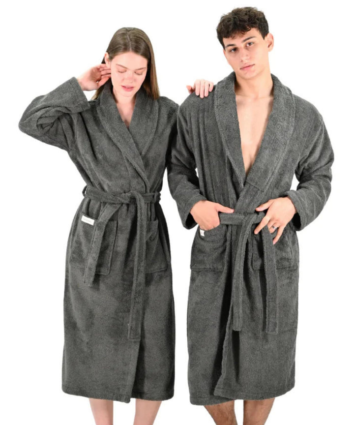 PandaHome Bademantel Damen und Herren aus 100% Baumwolle, Morgenmantel Frottee Kuschel, Saunamantel
