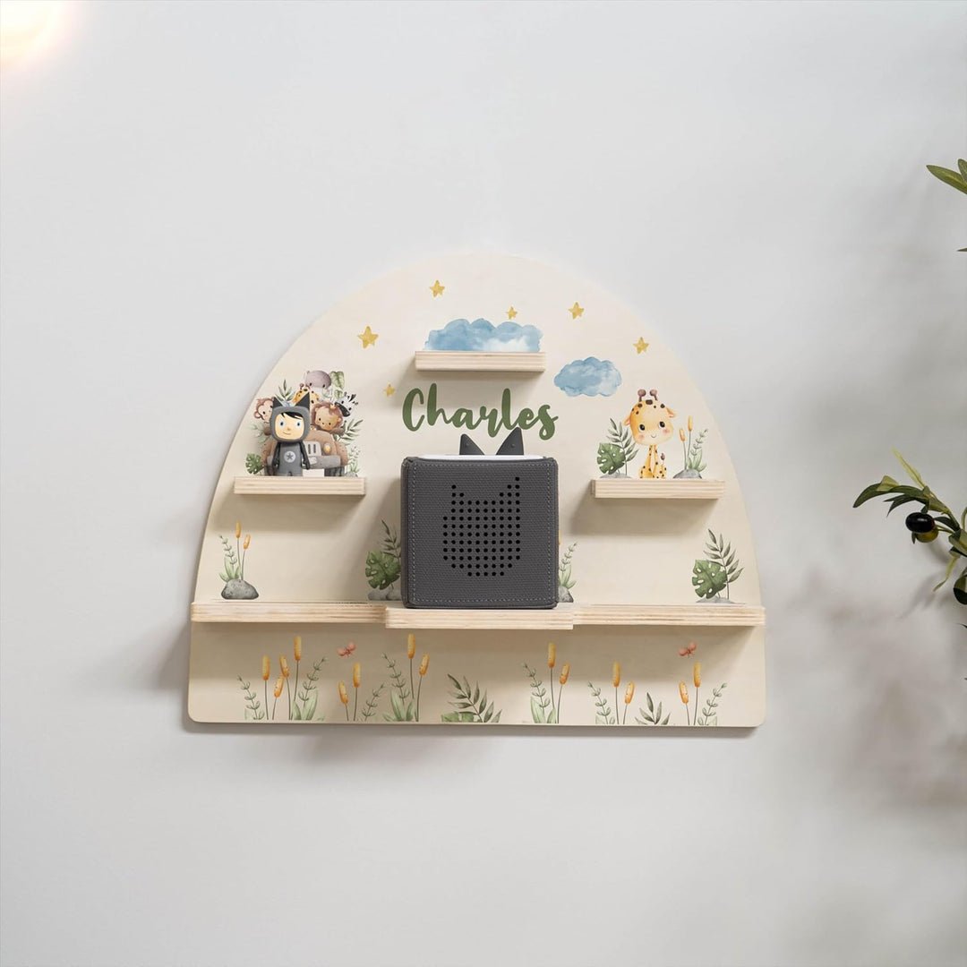 Geschenkfreude Personalisiertes Toniebox Regal für Kinderzimmer - Kinder Wandregal für Tonie Hörfigu