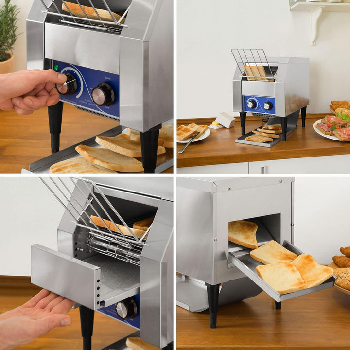 vertes Durchlauftoaster Toaster mit Laufband aus Edelstahl (1340W, 230V, Gastro Profi für Toast und