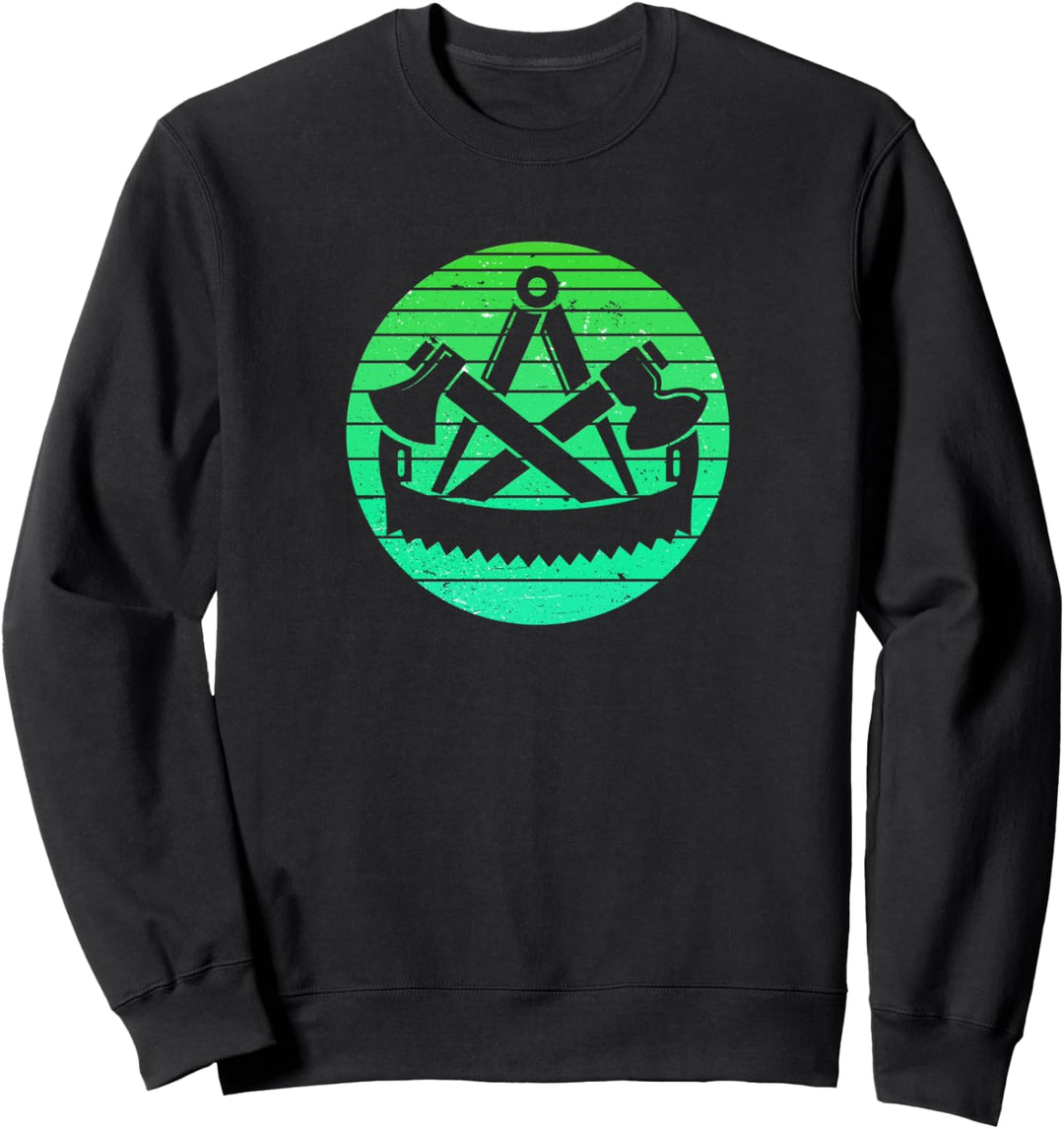 Zimmermann Zimmerer Zunftzeichen Retro Stil Grün Sweatshirt