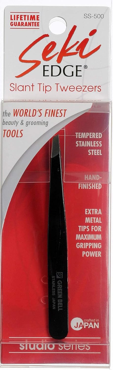 Seki Edge Stainless Steel Slant Tweezer, Black by Seki Edge