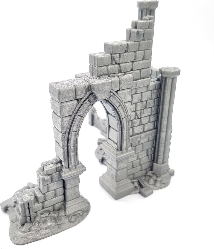 QP3D - Battle Ruined Building Wall, Terrain Scenery for Tabletop & RPG 28-32mm Miniatures Wargame Pr