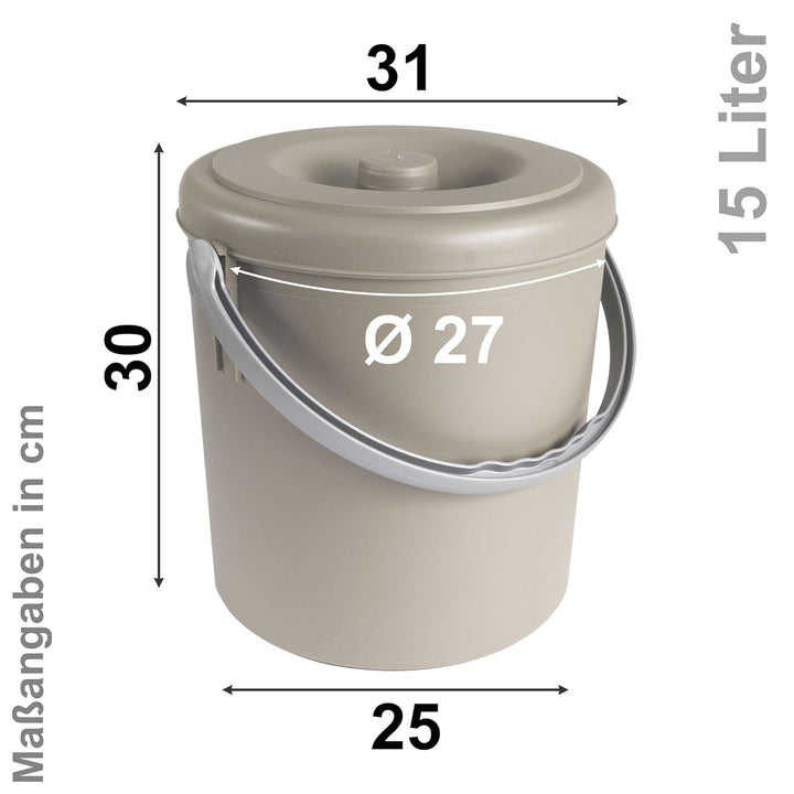 #11 Mülleimer 15 Liter mit verschliessbarem Deckel und Henkel - Petrolblau - 30cm hoch - Ø27cm Abfal