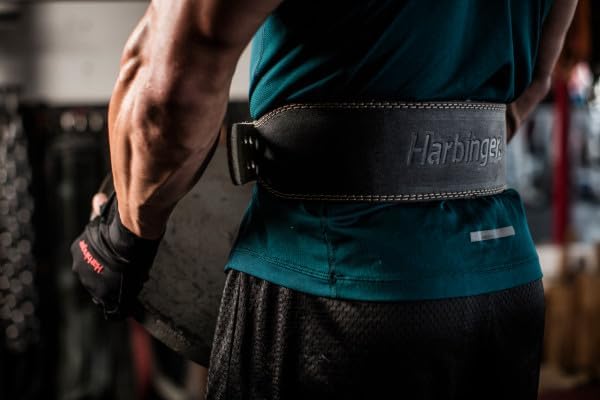 Harbinger Gewichthebergürtel, Gepolsterter Ledergürtel für Mehr Komfort Beim Krafttraining, Schwarz