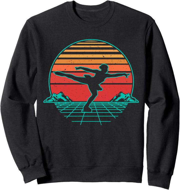 Eiskunstlauf Schlittschuh Retro Vintage Sunset Geschenk Sweatshirt