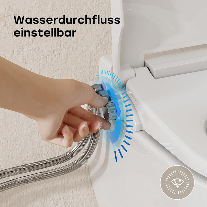 HOROW Dusch WC Sitz Ohne Strom Kaltes und Warm Wasser U-förmig | Wassertemperatur und Druck einstell