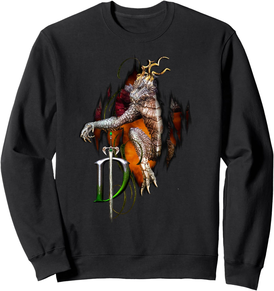 Buchstabe D Drachen mit Monogramm Sweatshirt
