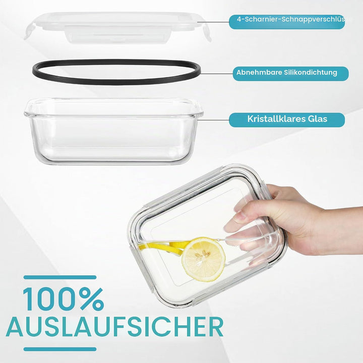 Vtopmart 8er-Pack Meal Prep Boxen Glas, Glasbehälter mit Deckel, (997ML & 355 ML) Mealprepboxen, BPA