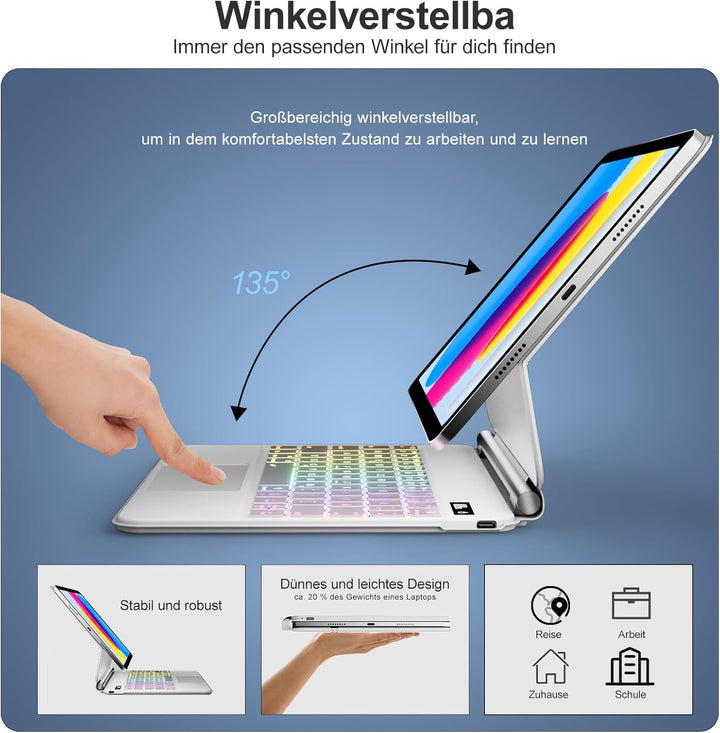 Magnetische Tastatur Hülle für 11 Generation 2025 A16 11 Zoll, iPad 10 Generation 10,9 Zoll, Tastatu
