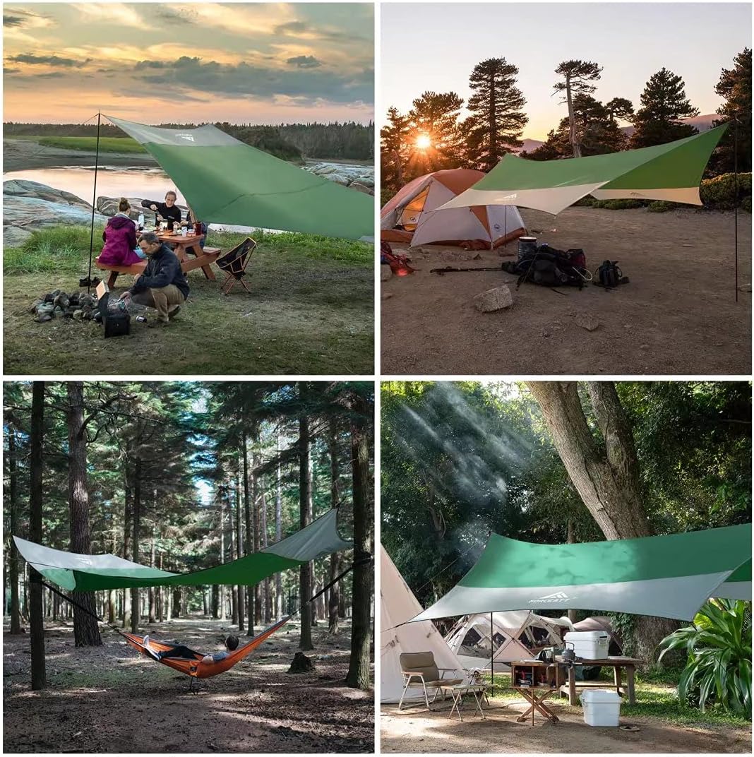 Forceatt Zeltplane, 3,7 * 4,3 m Tarp Ultraleicht mit 6 Umreifungspunkten, Anti-UV &amp; wasserdicht Tarp