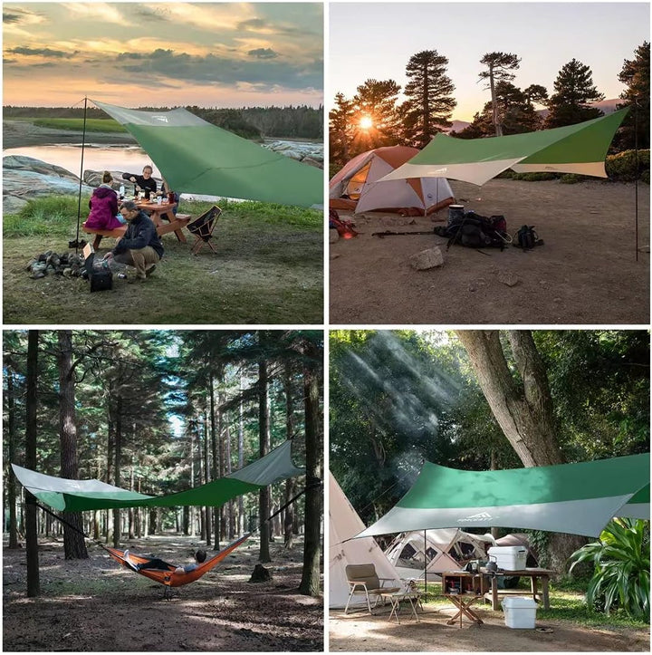 Forceatt Zeltplane, 3,7 * 4,3 m Tarp Ultraleicht mit 6 Umreifungspunkten, Anti-UV &amp; wasserdicht Tarp