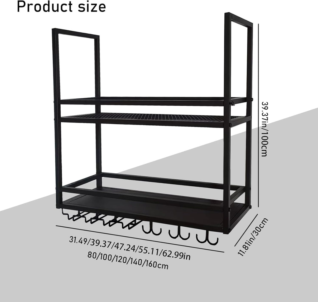 Deckenregal Weinregal, Hängend Metall Weinflaschenhalter, 2-Lagiger Wandmontage Wine Display-Ständer