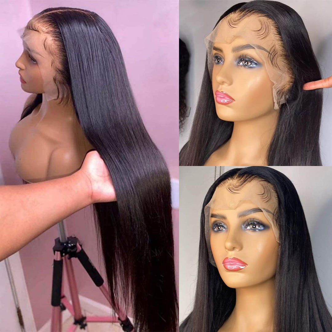 32 pouces 13X4 Transparent Lace Front Wig 180 Densité Msgem Brésilien Droite HD Dentelle Perruques p