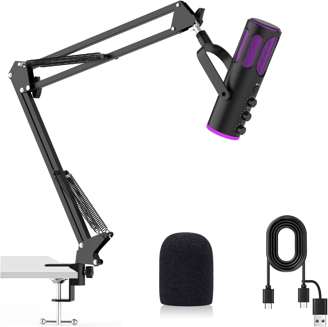 Ortizan Gaming Mikrofon PC, USB Podcast Mikrofon für PS4/5 und Mac, Noise Cancellation Kondensator M
